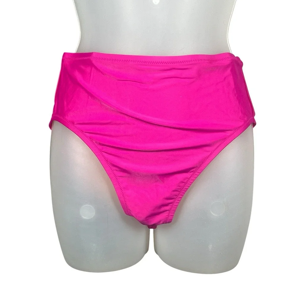 J.‎ Crew NWT Women's High-Rise Full Coverage Bikini Bottom Pink Size M Hallie